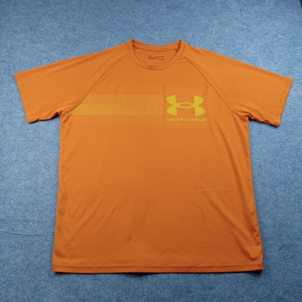 Under Armour Shirt Mens 2XL Orange‎ HeatGear Graphic Short Sleeve Athletic Top